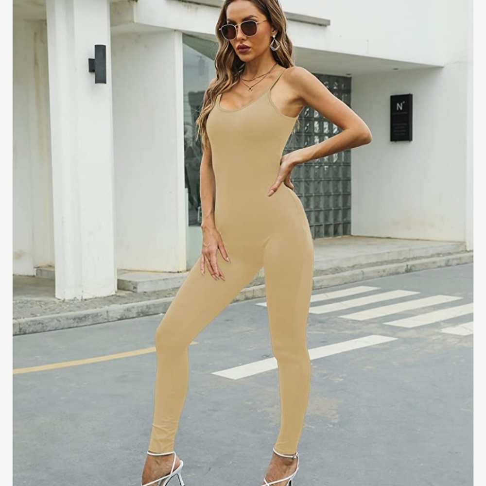 Womens Spaghetti Strap Fitted Jumpsuit
